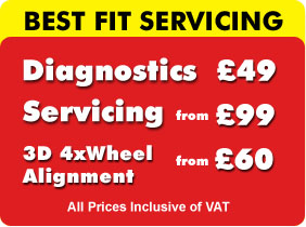 Diagnostics for �30.00, Servicing from �59.00, and 3D Wheel Alignement from only �30 at our Best Fit Glasgow Garage